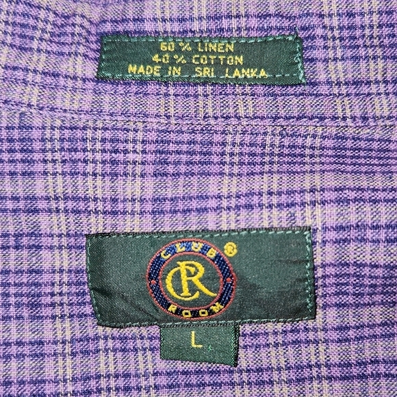 Purple Check Linen Men's shirt - Picture 9 of 9